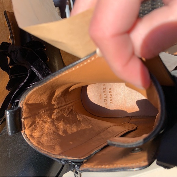 Sezane EUGENIE Boots/Sézane EUGENIE Leather Boots, New Black + Velvet Laces 39/8 - Picture 16 of 16